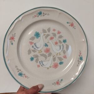 Vintage Geese and Floral 12" Dinner Plate